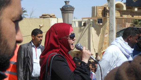 Rally against fracking organized by the unemployed movement and the anti-fracking coalition in Ouargla, Algeria, on March 13, 2015.