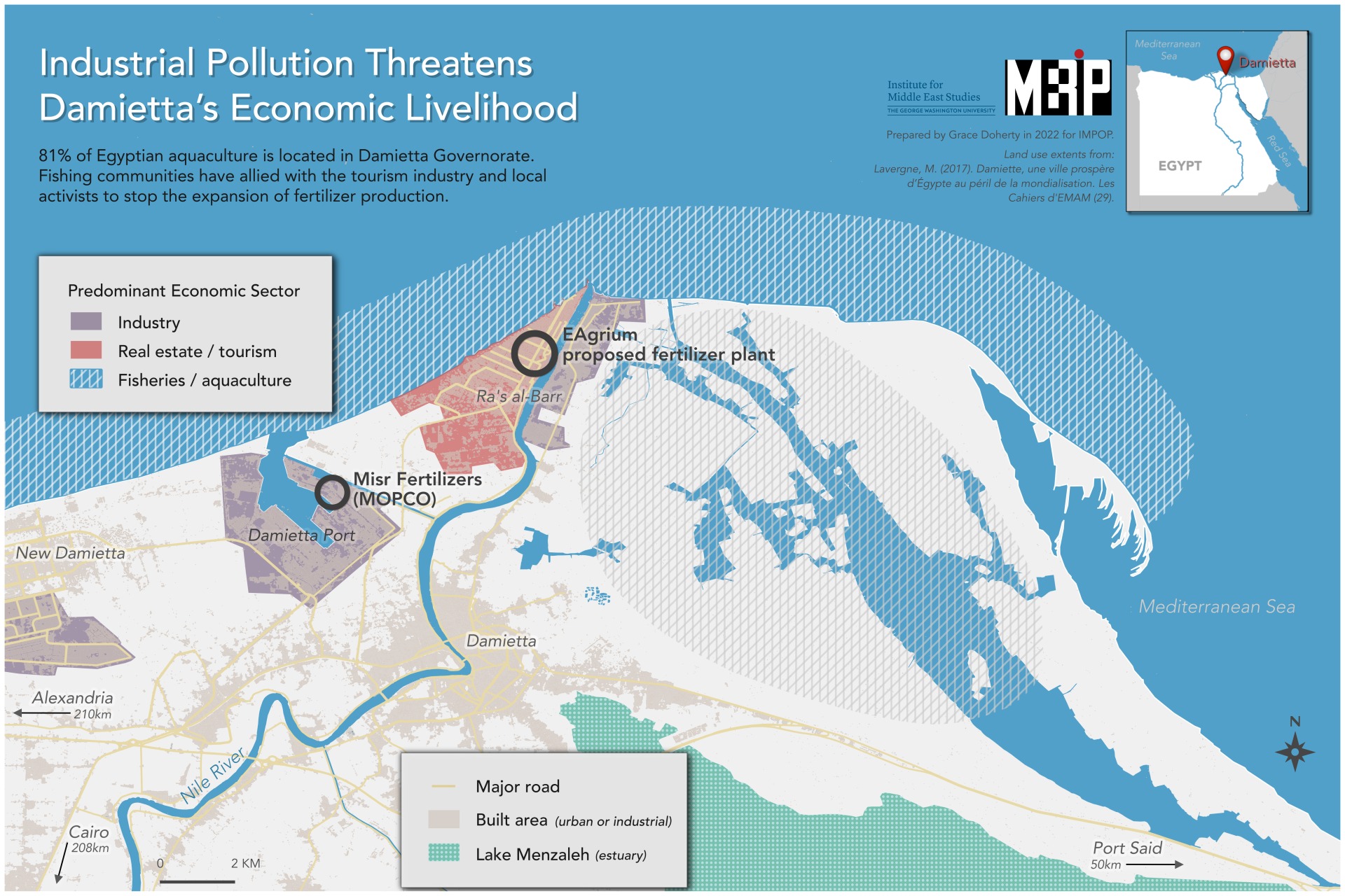 Maping showing the proximity of the fertilizer plant to tourism and aquaculture industries