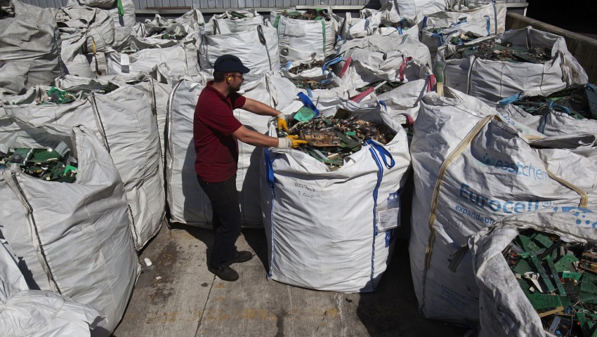Turkey - May 15,2015 :Recycling plant in Izmit. Electronic waste recycling plant.